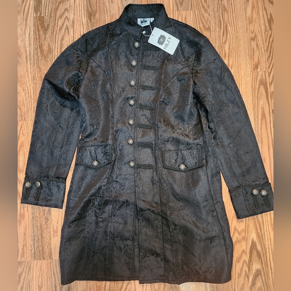 Woman's Black Brocade Coat